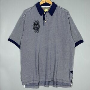 Pussers Striped Vintage Polo Shirt Mens Size Large Skull Goth Y2K Oversize‎